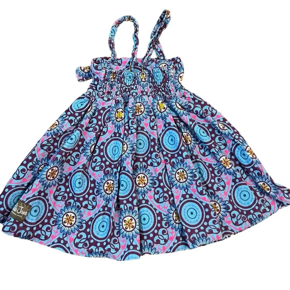 Matilda Jane Paint By Numbers Spin Art Yama Knot Dress Blue Purple Corduroy - 2 - Picture 4 of 6